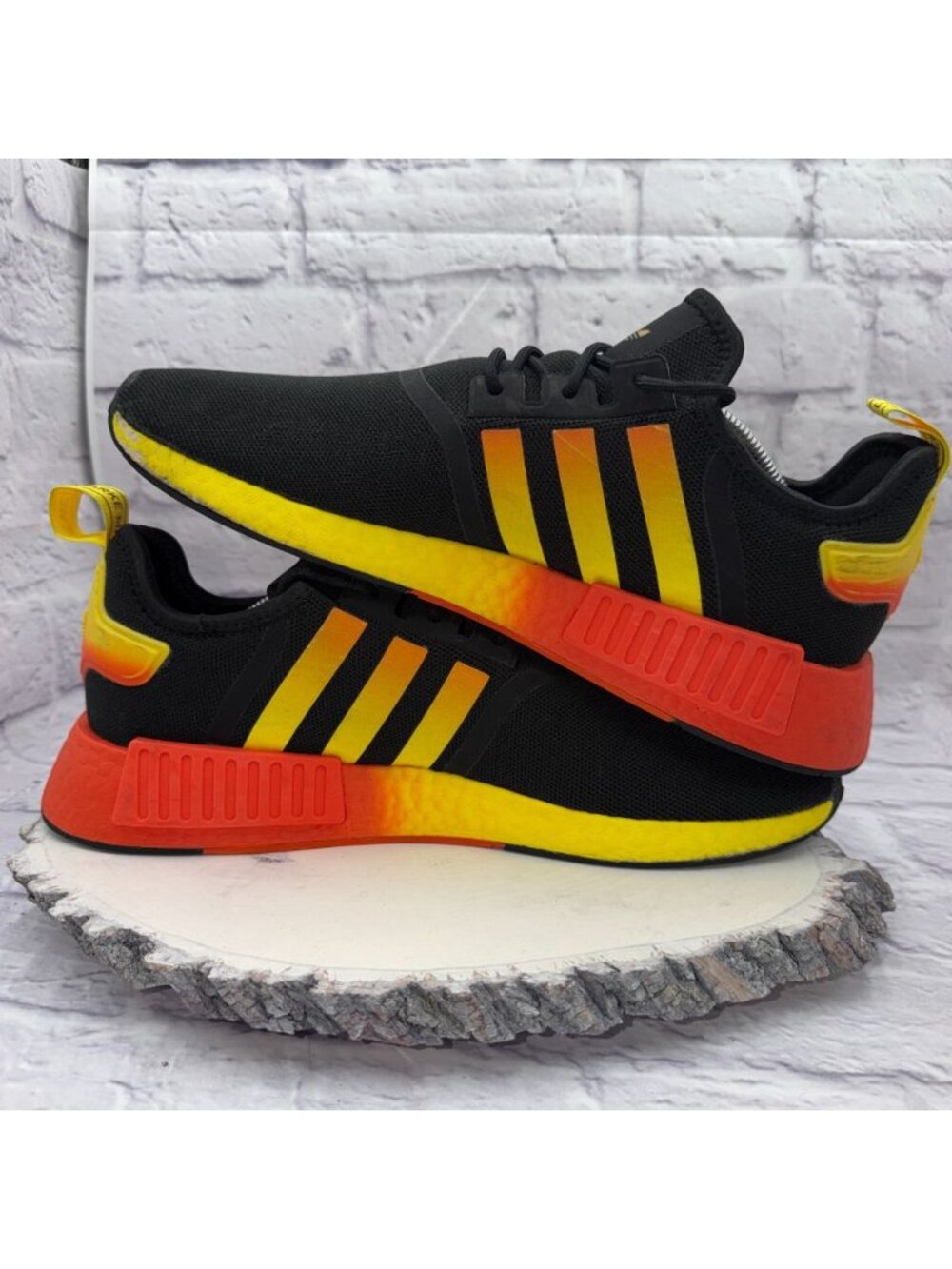 adidas NMD_R1 Men's Lace-Up Low Top Sneakers Black Yellow Size 12 Shoes - Picture 9 of 12